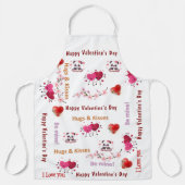 All Over Print Apron Couple Red Hearts Valentine's Schürze (Vorderseite)