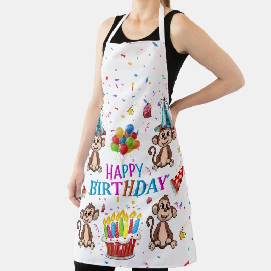 All Over Print Apron Happy Birthday Monkey Schürze (InSitu)