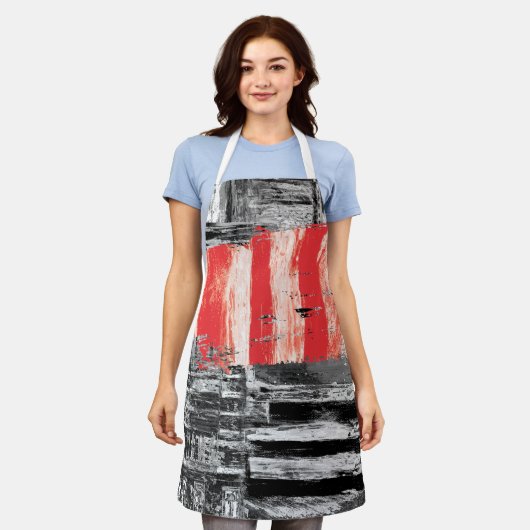 All-Over Print Apron, Medium – Red Pulse Abstract  Schürze (Getragen)