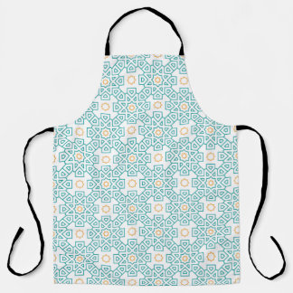 All-Over Print Apron Teal & Gold Arabesque Chef Ap Schürze