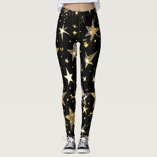 All-over-Print-Leggings für Black & Gold Stars Leggings