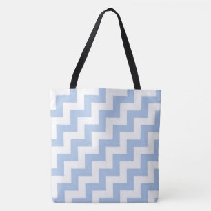 All Over Print Light Blue & White Diagonal Zigzags Tasche