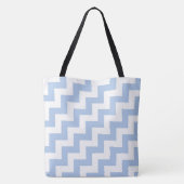 All Over Print Light Blue & White Diagonal Zigzags Tasche (Rückseite)