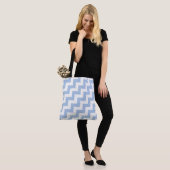 All Over Print Light Blue & White Diagonal Zigzags Tasche (Am Model)