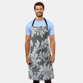 All-over Print Schürze Damask Schwarz-weiß Gray (Getragen)