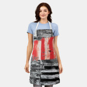 All-Over Print-Schürze, Mittel – Red Pulse Abstrac Schürze (Getragen)
