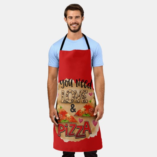 All-over Red Alles, was Sie brauchen Liebe Pizza K Schürze (Getragen)