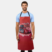 All over Red I Dig You Valentine Kitchen Schürze (Getragen)