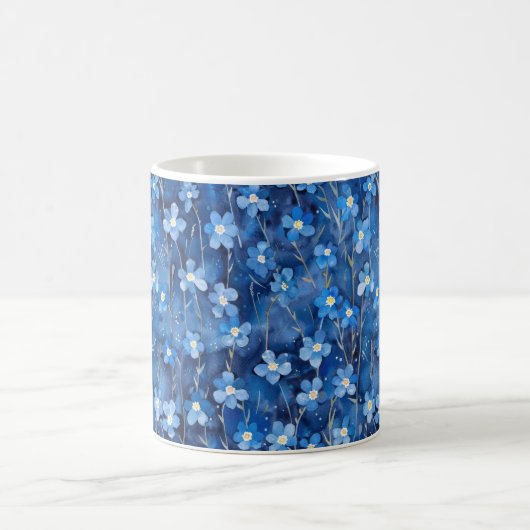 All Over Shades of Blue Floral Pattern Kaffeetasse (Mittel)