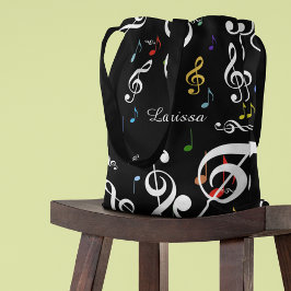 all_over Tag Tasche mit musikalischen Noten mit Na