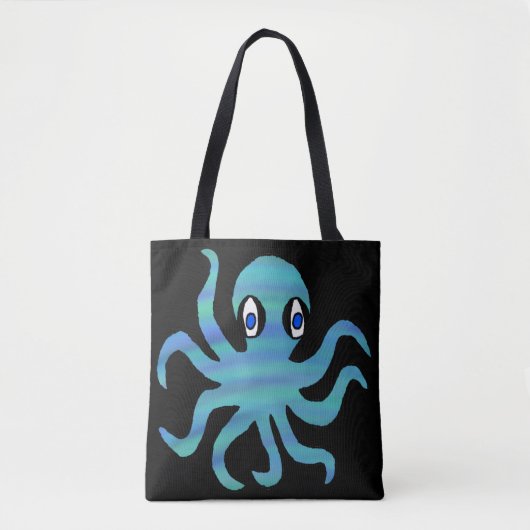 All-Over-Tasche - Blauer grüner Oktopus (schwarz) Tasche (Vorderseite)