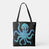 All-Over-Tasche - Blauer grüner Oktopus (schwarz) Tasche (Rückseite)