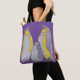 All-over-Tasche - Familie Pinguin (lila) Tasche