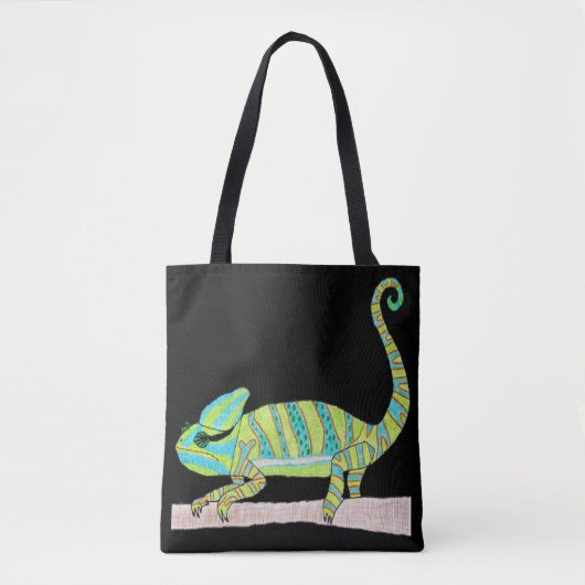 All-Over-Tasche - Green Chameleon (schwarz) Tasche (Vorderseite)