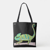 All-Over-Tasche - Green Chameleon (schwarz) Tasche (Rückseite)