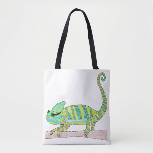 All-Over-Tasche - Green Chameleon (weiß) Tasche (Vorderseite)