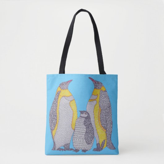 All-Over-Tasche - Pinguin-Familie (hellblau) Tasche (Vorderseite)
