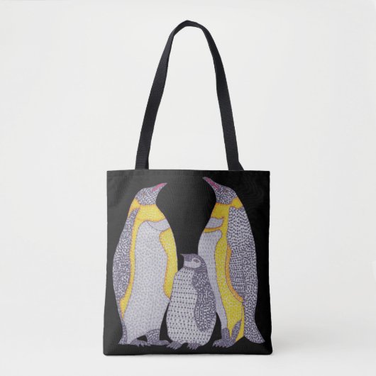 All-Over-Tasche - Pinguin-Familie (schwarz) Tasche (Vorderseite)