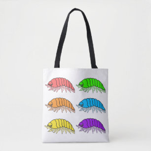 All-Over-Tasche - Regenbogen-Asseln (weiß) Tasche