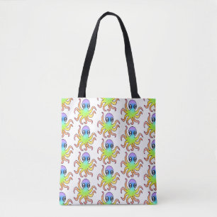All-Over-Tasche - Regenbogen-Oktopus (Muster weiß) Tasche