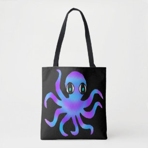 All-Over Tote - Blue Violet Oktopus (schwarz) Tasche