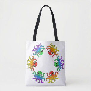 All-Over Tote - Farbverlauf Krake (weiß) Tasche