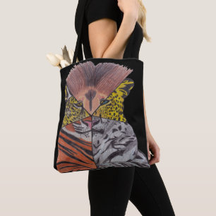 All-Over Tote - Große Katzen (schwarz) Tasche
