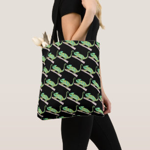 All-Over Tote - Grüner Chamäleon (Muster schwarz) Tasche