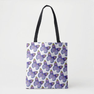 All-Over Tote - Lila Schmetterling (Muster weiß) Tasche
