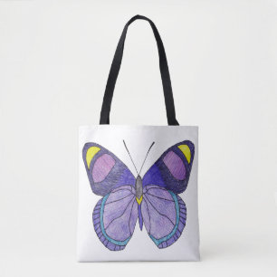 All-Over Tote - Lila Schmetterling (weiß) Tasche