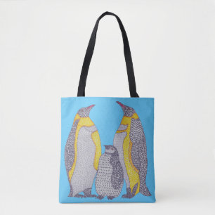 All-Over Tote - Pinguinfamilie (hellblau) Tasche