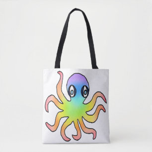 All-Over Tote - Regenbogen-Oktopus (weiß) Tasche