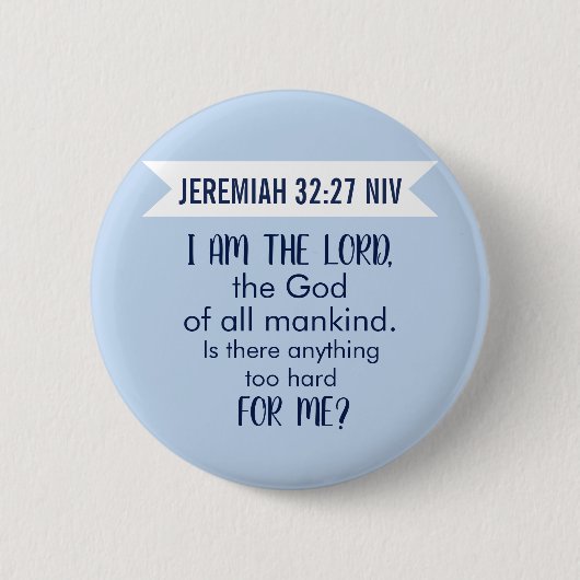 All Powerful God Bible Verse Pastel Blue Faith Button (Vorderseite)