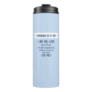 All Powerful God Bible Verse Pastel Blue Faith Thermosbecher
