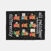 All Reindeer Communicate Differently Xmas Autism A Fleecedecke (Vorderseite (Horizontal))