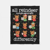 All Reindeer Communicate Differently Xmas Autism A Fleecedecke (Vorderseite)