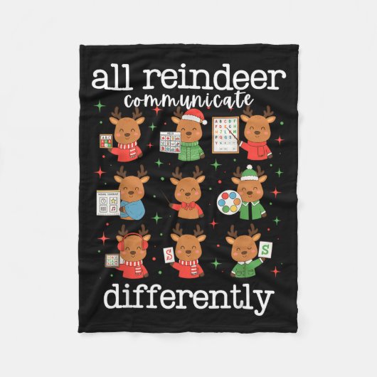 All Reindeer Communicate Differently Xmas Autism A Fleecedecke (Vorderseite)