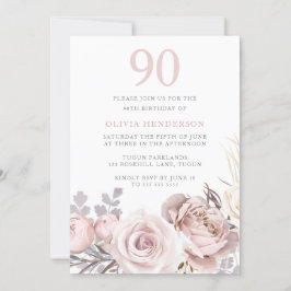 All Seasons Dusty Rose & Blush 90. Geburtstag Einladung