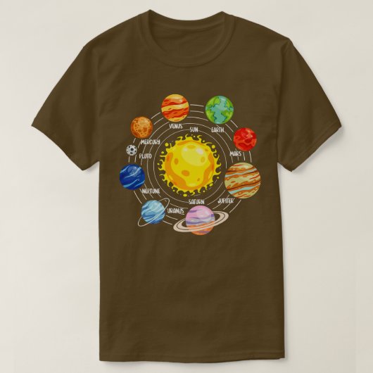 All Solar Systems Planets Astronaut Science Space T-Shirt (Design vorne)