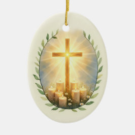 All Souls Day Feast Blessings with Cross Candles Keramik Ornament