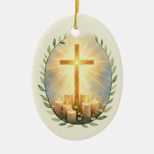 All Souls Day Feast Blessings with Cross Candles Keramik Ornament (Vorne)