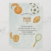 All Sports Let's Have a Ball Modern Boy Birthday  Einladung (Vorne/Hinten)