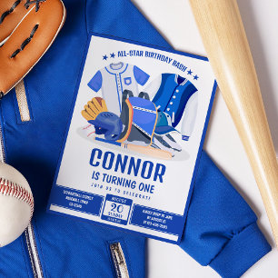 All Star Athlete Baseball Blue Geburtstag Einladung