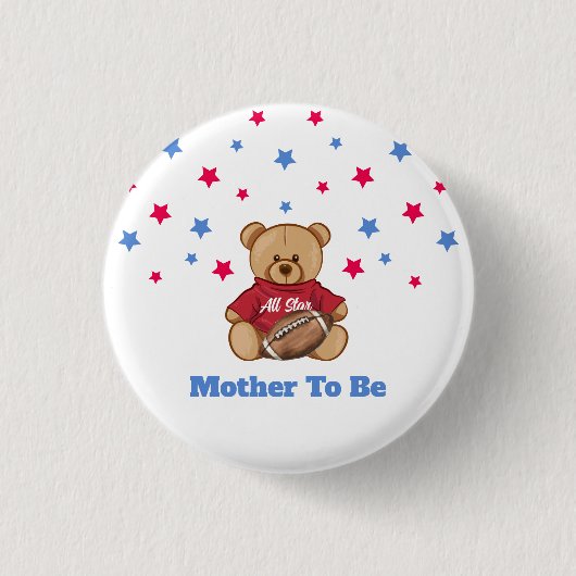 All Star Bär Fußball Mutter werdende Babyparty Button (Vorderseite)