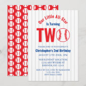 All-Star Baseball 2. Geburtstag Einladung (Vorne/Hinten)