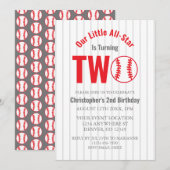 All-Star Baseball 2. Geburtstag Einladung (Vorne/Hinten)