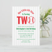 All-Star Baseball 2. Geburtstag Einladung (Stehend Vorderseite)