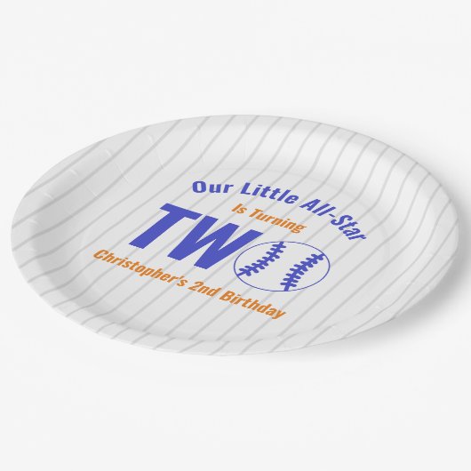 All-Star Baseball 2. Geburtstag Pappteller (Schrägansicht)