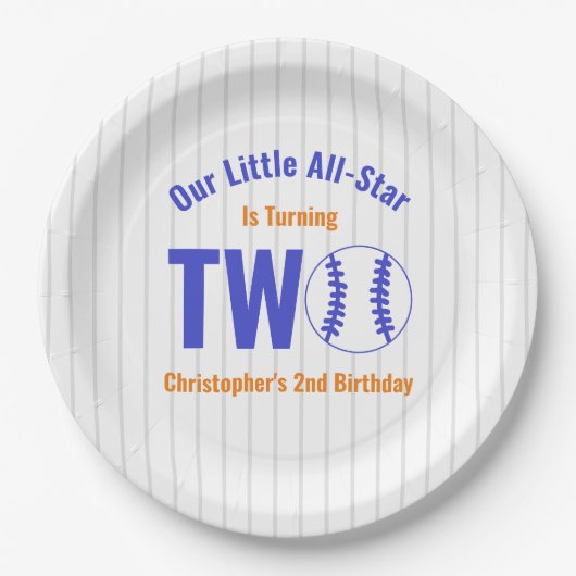 All-Star Baseball 2. Geburtstag Pappteller (Vorderseite)