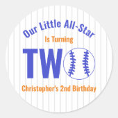 All-Star Baseball 2. Geburtstag Runder Aufkleber (Vorderseite)